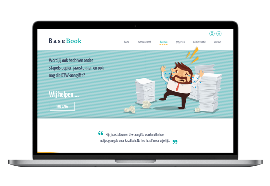 Afbeelding van de Basebook Accountant app op een laptopscherm