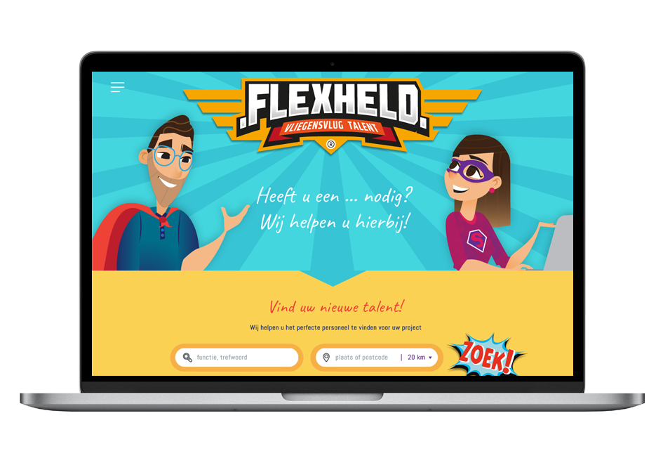 Afbeelding van de Flexheld app op een laptopscherm