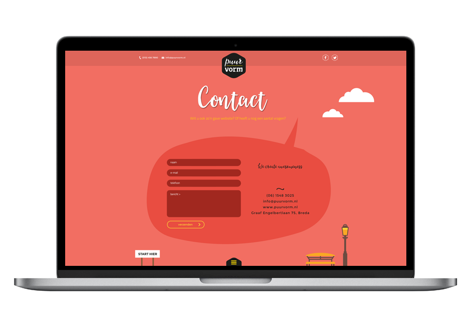 Afbeelding van de website PuurVorm op een laptopscherm